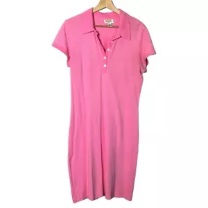 Talbots Pink Polka Dot Cotton Spandex Short Sleeve Shirt Dress Polo Style Preppy - Picture 1 of 10