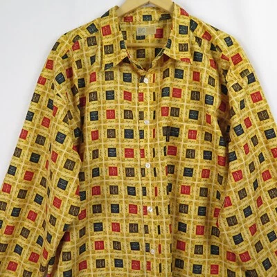 Enyce Bold Patterned Shirt Men's XL Gold Red Black Logo Button Down  Partying - Image 1 of 4