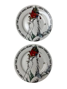 Dr. Seuss The Grinch Who Stole Christmas 7” Salad Plates (Set Of 2) NEW - Picture 1 of 2
