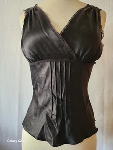 Camiseta sin mangas Studio M Petites para mujer negra de seda talla X pequeña Petites - Imagen 1 de 9