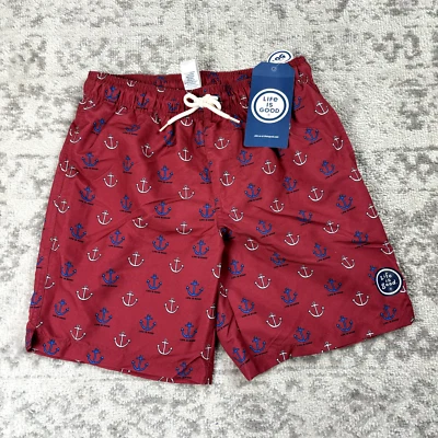 NUEVO Bañador Life Is Good Rojo Board Shorts Traje de Baño Playa Talla 10 Foto 1 de 4
