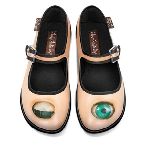 Scarpe da donna Mary Jane UK 8 Wink Eye Print ballerine vegane di Hot Chocolate Design - Foto 1 di 7
