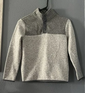 Old Navy Fleece Pullover 1/4 Button Snap Boys Size 8 Stretch Gray Cozy Sweater - Picture 1 of 6