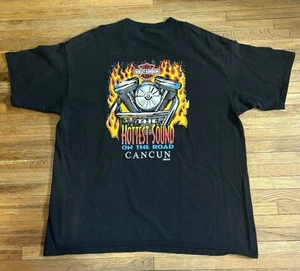 Vintage Harley Davidson Cancun Mexico T-Shirt XL Hottest Sound Road Engine - Picture 1 of 6
