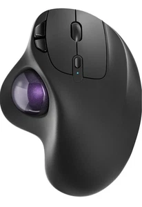 Nulea M501 Wireless Ergonomic Trackball Mouse Rechargeable - Black/Purple - Picture 1 of 6
