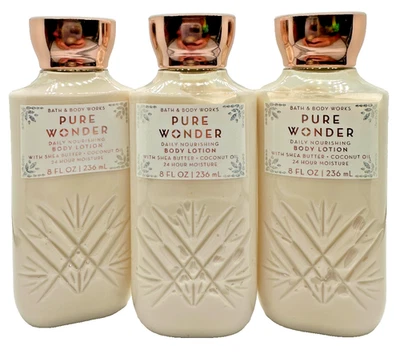 Bath & Body Works LOT of 3 Bottles Pure Wonder Daily Body Lotion Cream 8 oz - Image 1 of 2