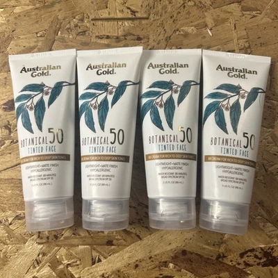 4-Pack Australian Gold Botanical Tinted Face Sunscreen Lotion SPF 50 Rich-Deep - Image 1 of 4