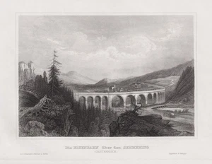 Ferrocarril Semmering Austria Austria vista grabado en acero 1840 - Imagen 1 de 1