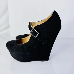 Charlotte Russe Size 6 Women's Shoes Wedge Platform High Heels Mary Janes Black - Picture 1 of 7
