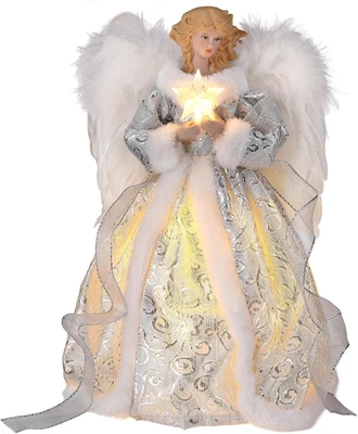 12Inch Angel Christmas Tree Topper with White Feather Wings, Led Lighted Xmas Tr - Image 1 of 4