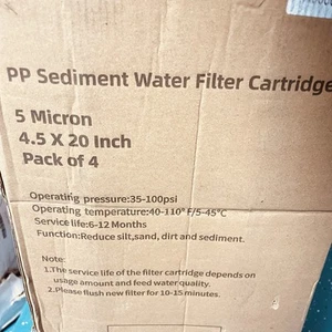 Paquete de 4 filtros de agua de sedimentos Geekpure para toda la casa PP 5 micro 4,5 x 20 pulgadas - Imagen 1 de 2