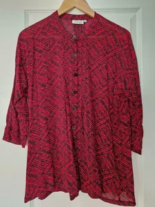 Masai Red And Black Mix Tunic Blouse With Pin Tuck Detail. Loose Fitting. M. - Picture 1 of 2