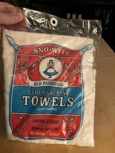 Paquete de 2 toallas de saco de harina vintage Son-Wite selladas 30x38 algodón visible frente y ba - Imagen 1 de 11