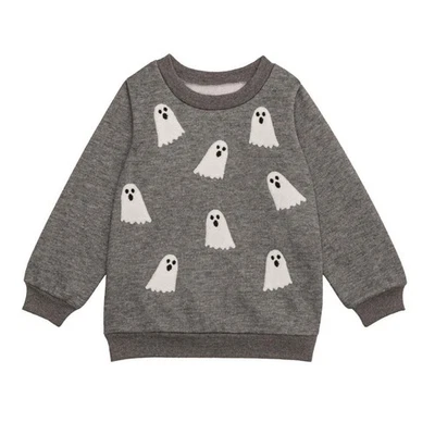 Mud Pie H5 Kids Halloween Ghosts Boucle Sweatshirt 15100271 -Choose Size - Image 1 of 4