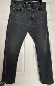 DIESEL Viker Men's Black Stretch Denim Jeans 36x32 Straight Leg Button Fly - Picture 1 of 8