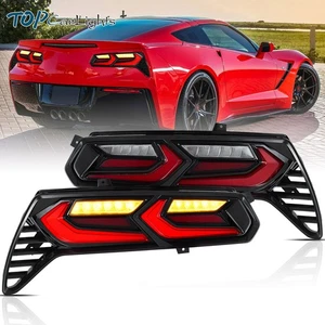 VLAND Red LED Tail Lights For 2014-19 Chevrolet Corvette C7 Upgrade to C8 Style - Picture 1 of 15
