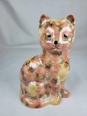 Floral Cat Pottery Park Rose Figurine Vintage 20.8cm High Rare Prop - Image 1 of 4