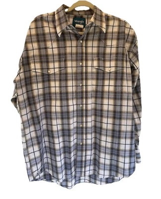 Wrangler Western Snap Shirt Men’s Large Pearl Snaps Plaid Long Sleeve Cowboy L - Image 1 of 4