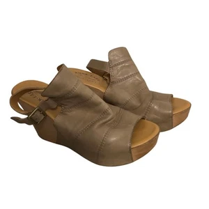 Kork-Ease Women's Size 8M Leather Wedge Sandals Open Toe Slingback Neutral - Picture 1 of 9