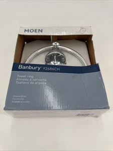 MOEN Banbury Y2686CH Towel Ring in Chrome Finish 6 inch NEW - Picture 1 of 6