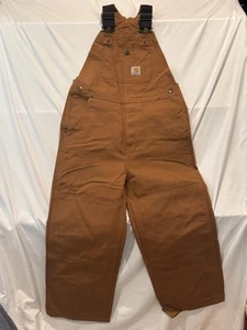Carhartt Bib Overalls Boys Size 10 Brown - Picture 1 of 5
