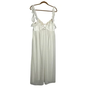 Vintage Linea Donatella weiß Braut Dessous Slip Nachthemd ärmellos Rüschen Medium - Bild 1 von 4