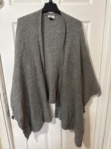 David and Young Poncho Damen Einheitsgröße grau Strick Ruana Schal vorne offen NRPF280 - Bild 1 von 10