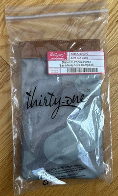 Cartera de teléfono Thirty One marcada AJ23 camuflaje suave correa ajustable extraíble nueva Foto 1 de 3