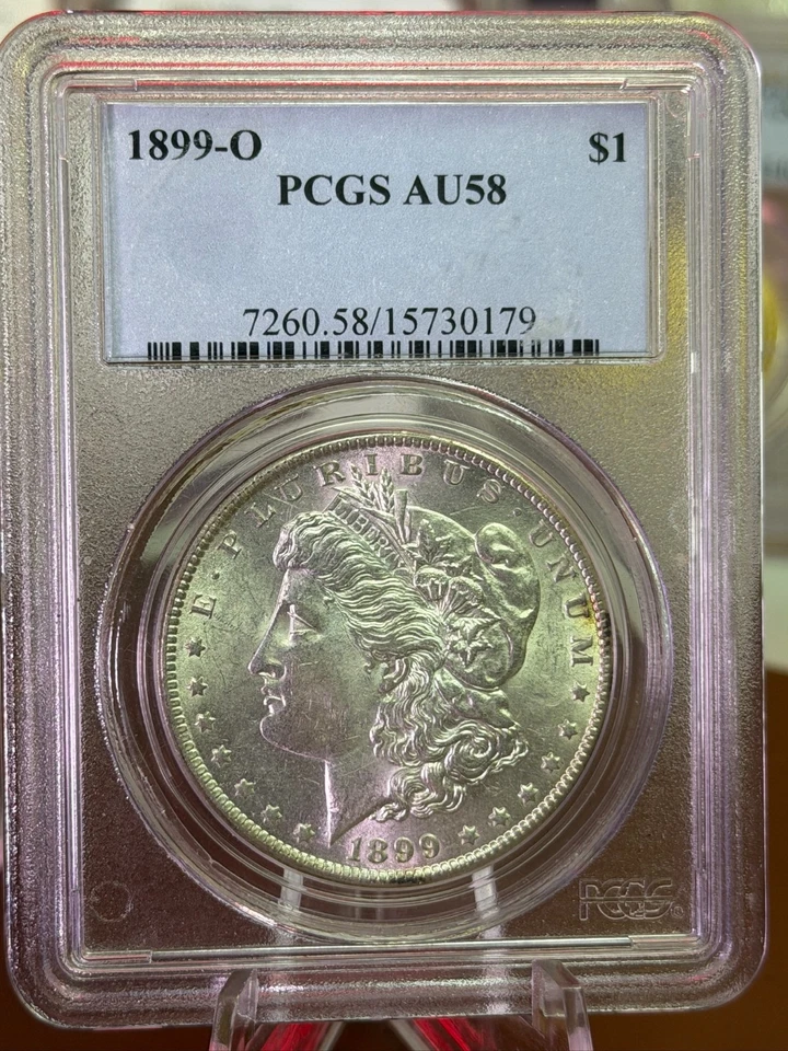 1899-O Morgan Dollar • PCGS AU58 • Lustrous Near-Mint “Slider” - Image 1 of 2