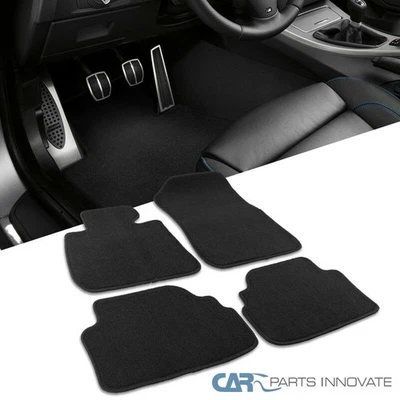 Fit 07-13 BMW E92 3-Series 2Dr Front+Rear Black Cotton Carpet Floor Mats Set 4PC Foto 1 de 4