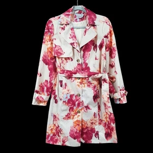 Chicos Trenchcoat Damen 0 (4/6) Blumen Taschen abnehmbarer Hoodie Knopfleiste - Bild 1 von 14