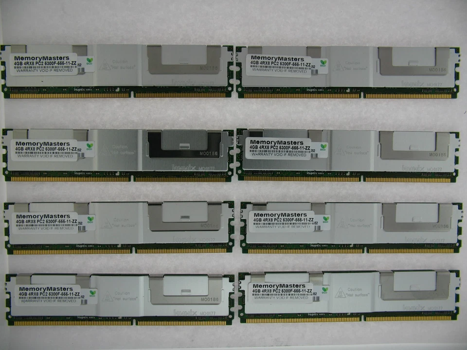 32GB 8x4GB DDR2 PC2-5300F ECC REGISTERED FB-DIMM 4RX8 - Image 1 of 1