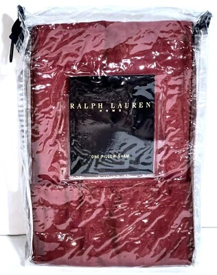 NUEVO DE COLECCIÓN Ralph Lauren Hogar Borgoña Rojo Rossini 100% Seda Estándar Almohada Falsa Foto 1 de 4