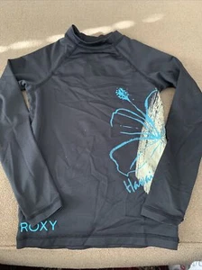 Roxy Sun Protection Girls Swim Shirt Black & Teal Size Small (8) (AH) - Picture 1 of 5