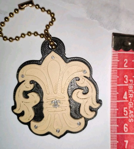 Ltd Ed Chrome Hearts Keyring Bagtag G Brass Effect Chain Tan On Black Plastic