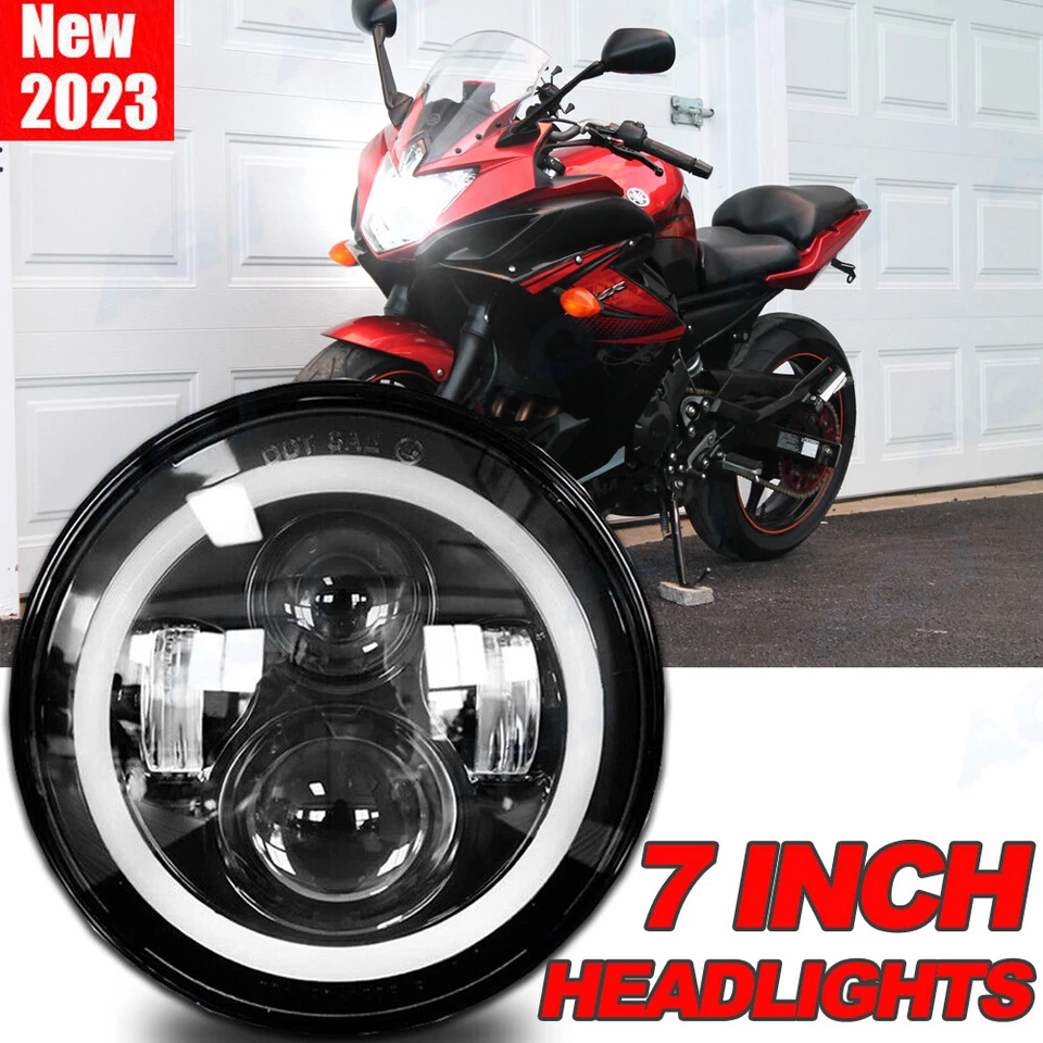 7'' LED Headlight Lamp Beam IP67 DRL Turn Signal Round for YAMAHA FZ6R FZ-07 FZ8 - Image 1 of 4