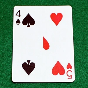 4 of Spades, 5 of Hearts, Red Bicycle Gaff Playing Card Custom Printed - Picture 1 of 2