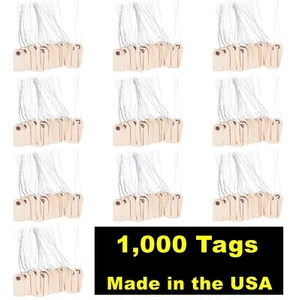 1000- 2 3/4" x 1 3/8" Size 1 Manila Inventory Shipping Hang Tags with Wire 13 Pt - Picture 1 of 7