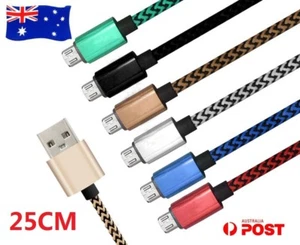2x Cable Cargador de Alimentación USB 25 cm Trenzado Para Samsung Galaxy Tab S A 4 3 - Imagen 1 de 4