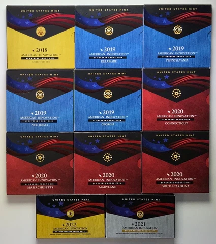 2018 - 2022 S 17 Coin COMPLETE (to date) Reverse Proof Innovation Dollar Set Cover