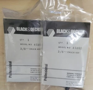 Pair of (2) Black & Decker Professional 3/8" Chuck Keys Model 45353 NOS - Picture 1 of 2