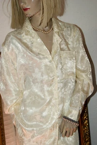 SATIN Pyjama * Schlafanzug * Negligee - Anzug Perle seidenglatt GLANZ 40/42 - Imagen 1 de 4