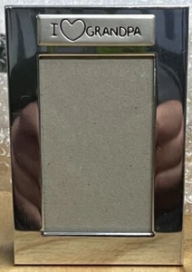 I Heart Grandpa 3"x4" Silvertone Photo Frame - Picture 1 of 4
