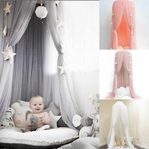 Kids Room Decor Bed Canopy Drapes Mosquito Net Dome Mesh Play Tent Art Nursery Y - Picture 1 of 17