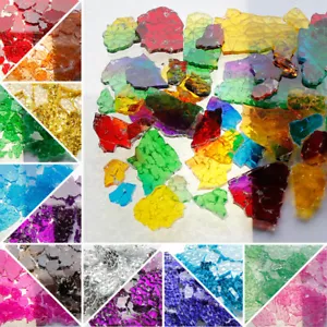 100g Coloré Irrégulière Verre Fragment Mosaïque Tuiles pour DIY Arts Craft Décor - Afbeelding 1 van 28