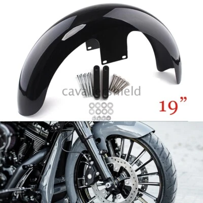 Guardabarros delantero envolvente de rueda de 19" negro vivo para Harley Touring CVO Road Street Glide Foto 1 de 4