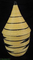Tutsi Basket Lidded Rwanda Tan African Art 9 Inch