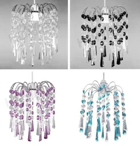 CHANDELIER ELY STYLE MODERN CEILING LIGHT SHADE DROPLET PENDANT ACRYLIC CRYSTAL - Picture 1 of 31