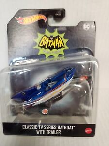 2016 Hot Wheels 1/50 Classic TV Series Batboat with Trailer Diecast Vehicle New
