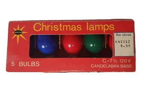 Vintage Santa Trim 5 Ersatzbirnen C-7 1/2 Neu aus altem Lagerbestand mehrfarbig Taiwan Weihnachten - Bild 1 von 3